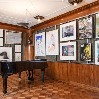 Installation view Salon – works by: Paul Thek / Ed Ruscha / Robert Overby / Valentin Carron / Karen Kilimnik / Louise Lawler / Raymond Pettibon